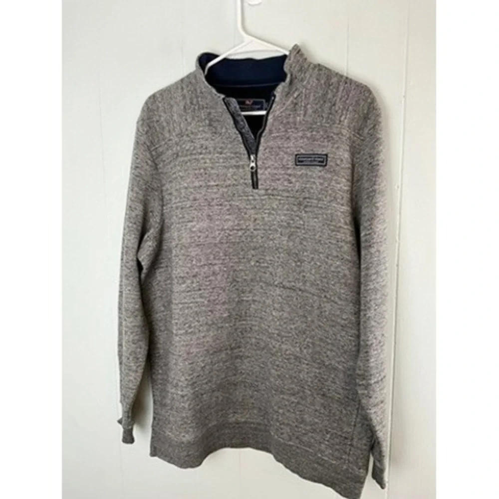 Vineyard Vines Mens Gray Heathered Quarter Zip Pullover Sweater 1K001981 Large